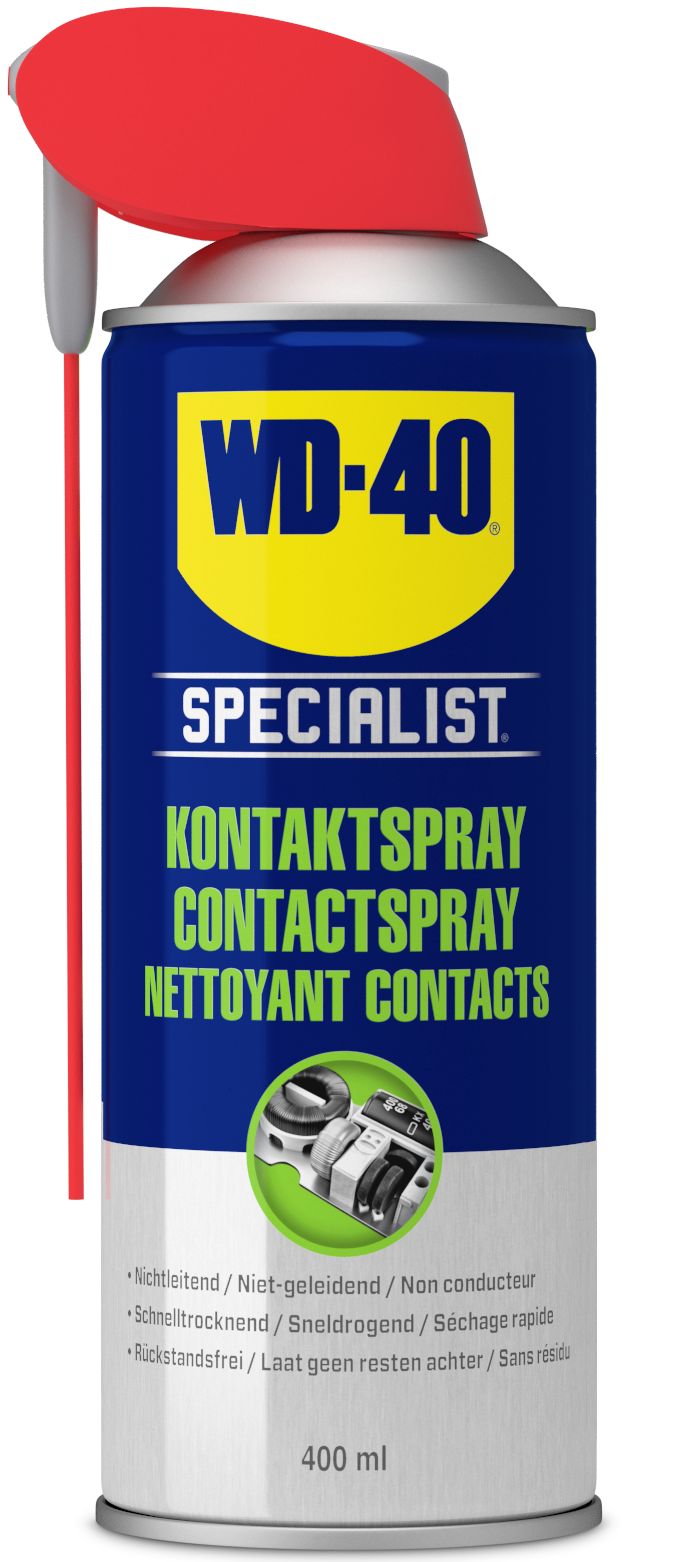 WD 49368 WD-40 Specialist Contactspray is een niet-geleidende spray die geschikt is voor gebruik op gevoelige elektrische onderdelen.
